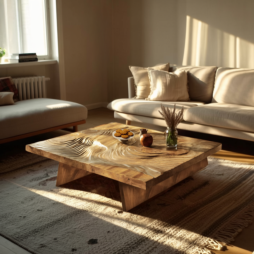 Modern Wooden Live Edge Coffee Table For Living Room Decor