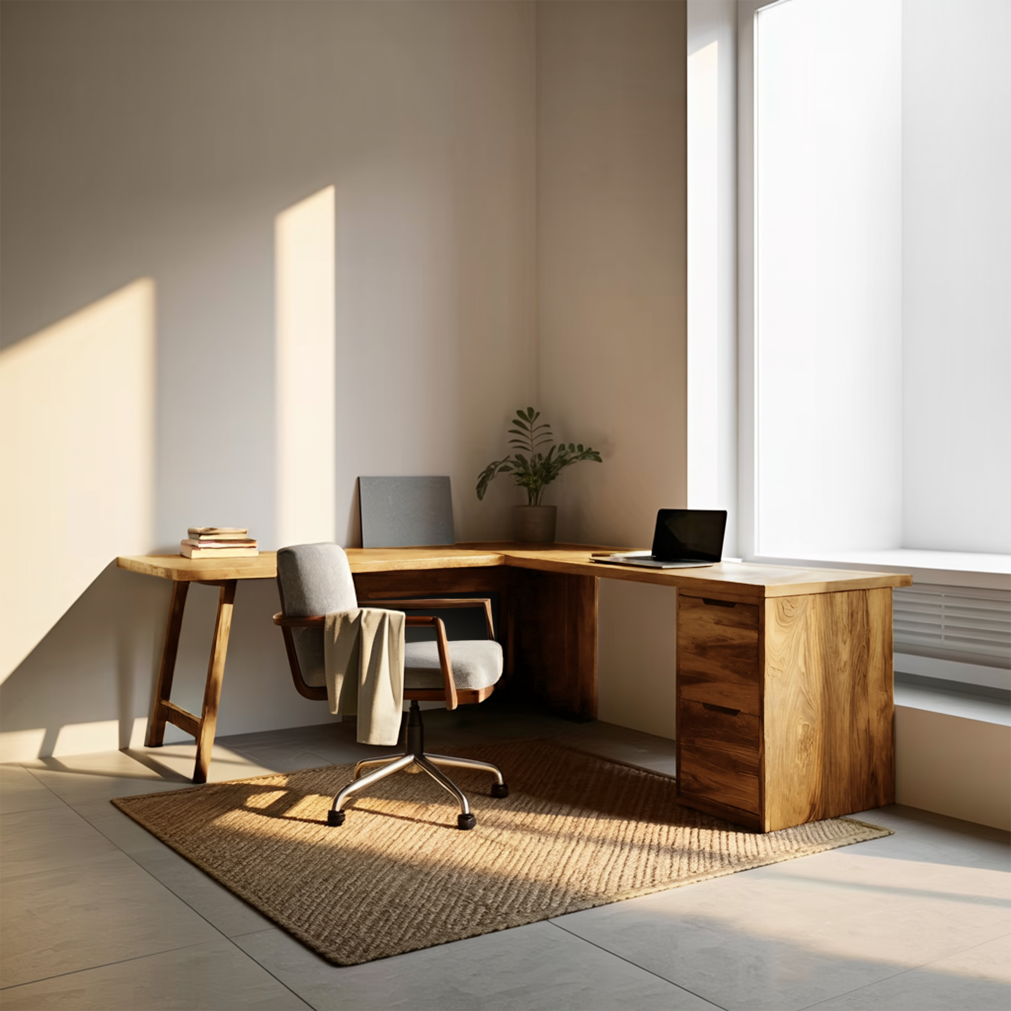 Luxury L Shaped Desk With Drawer For Home Office
