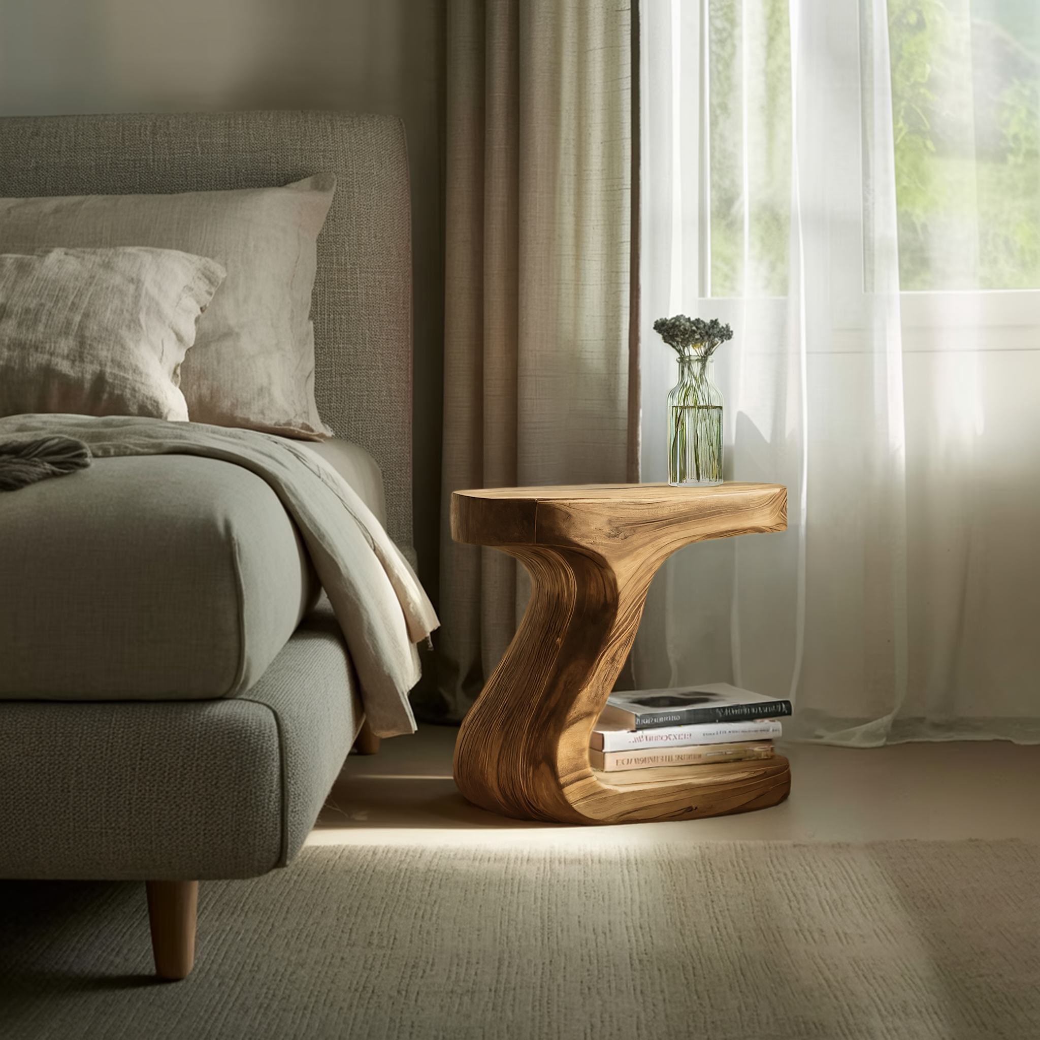 Minimalist Organic Shaped Nightstand For Bedroom