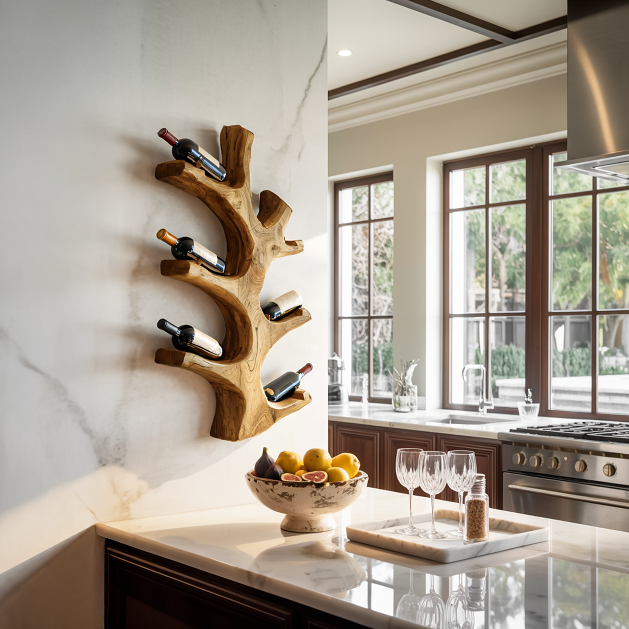 Luxury Wine Bottle Holder Wall Sculpture For Kitchen And Living Room