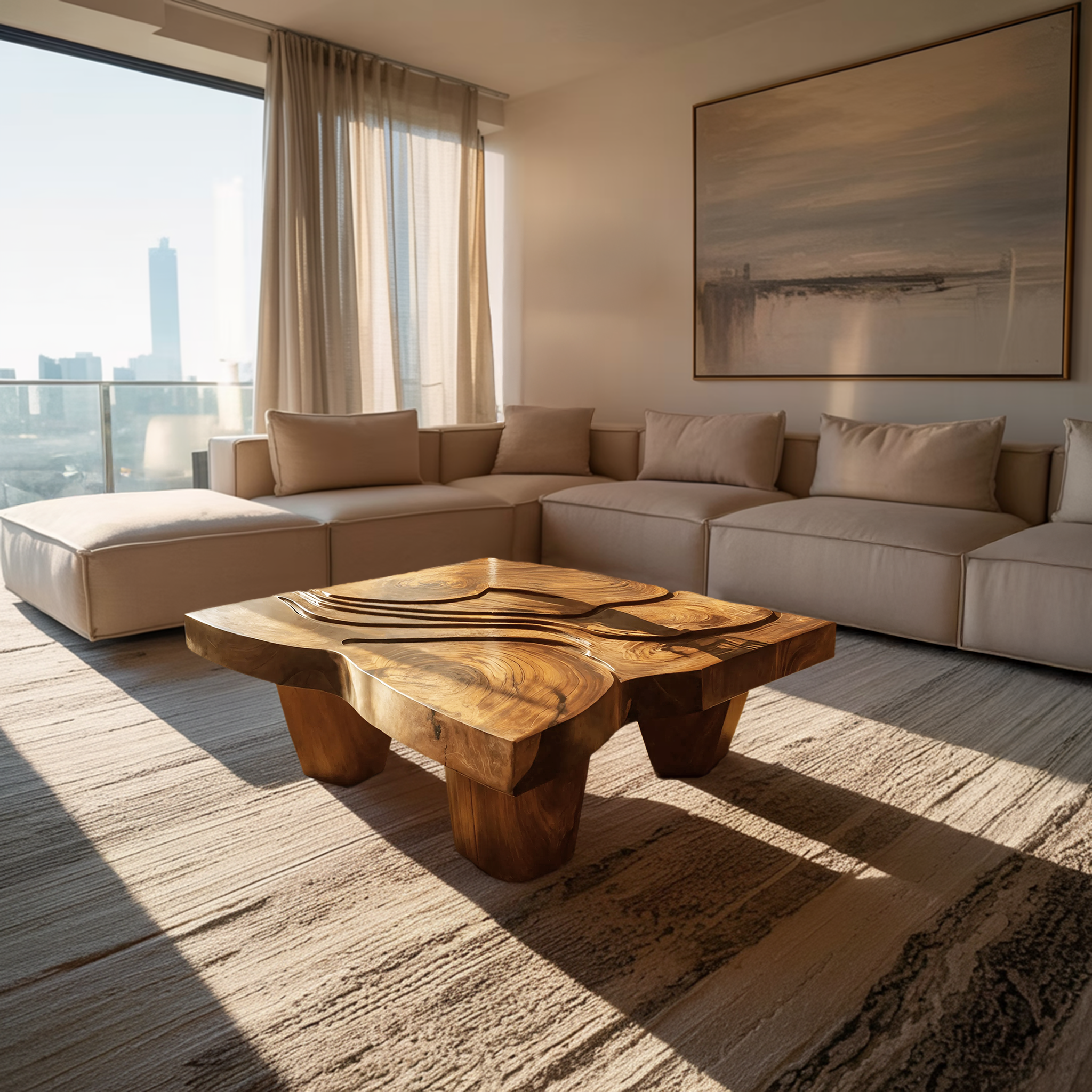 Modern Farmhouse Abstract Coffee Table For Living Room Decor