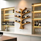 Rustic Wall Mounted Tree Branch Wine Bottle Holder For Kitchen