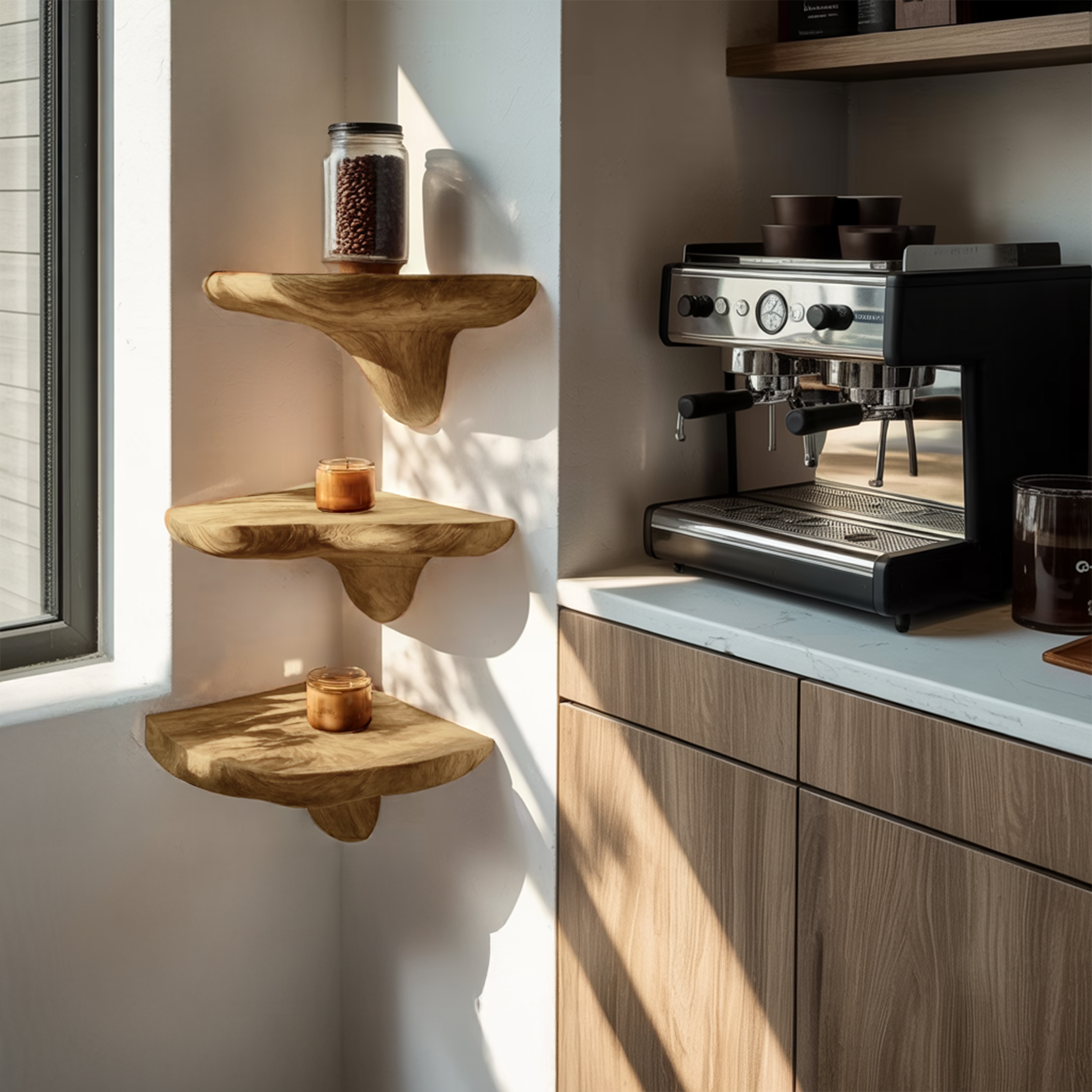 Modern Solid Wood Mushroom Shelf For Living Room Interior Design