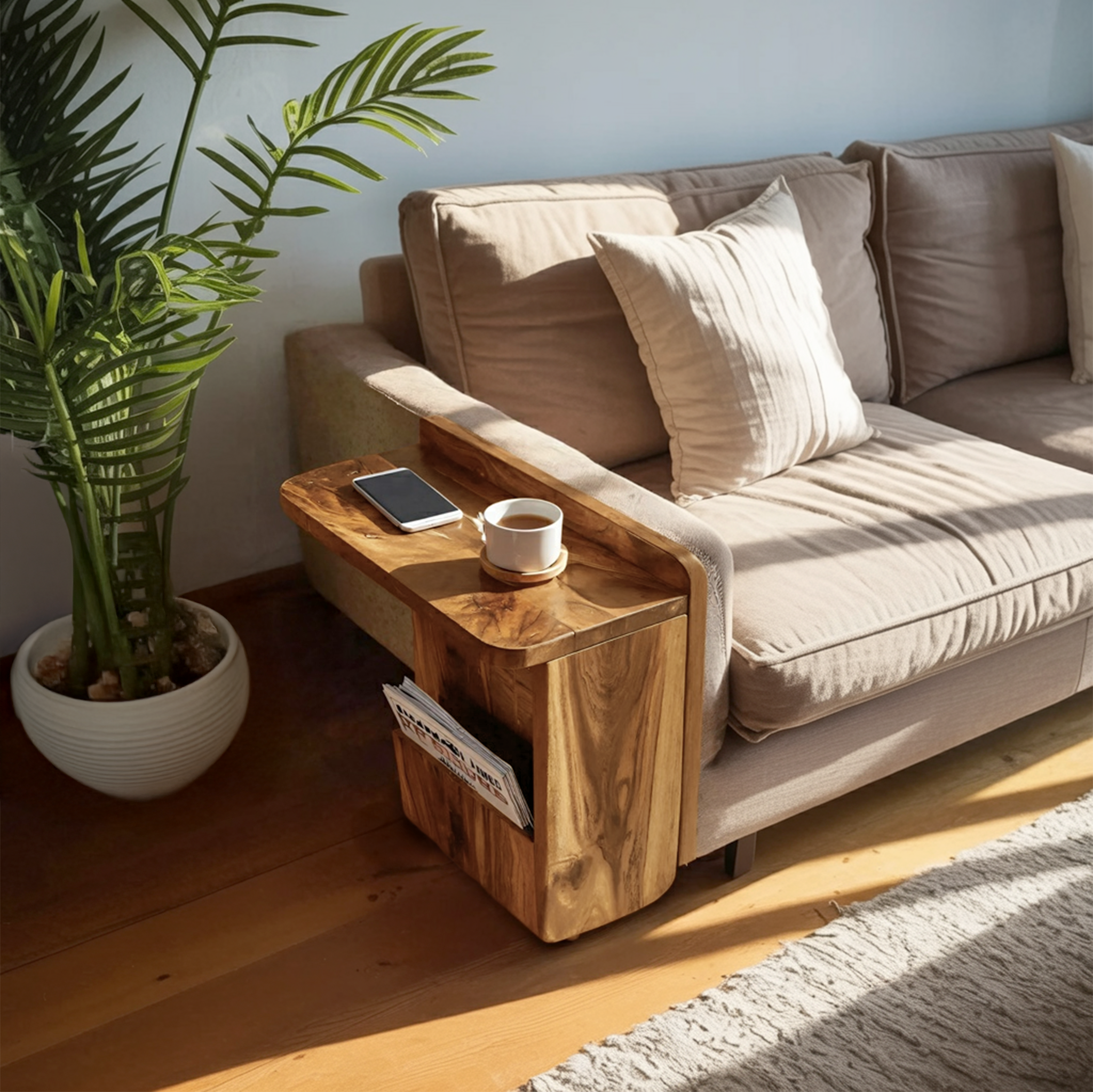 Handcrafted Solid Wood Side Table For Furniture Decor