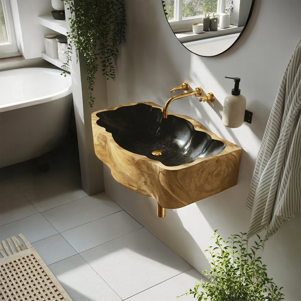 Mid Century Solid Wood Vanity Sink For Bathroom Interior Furniture Decor