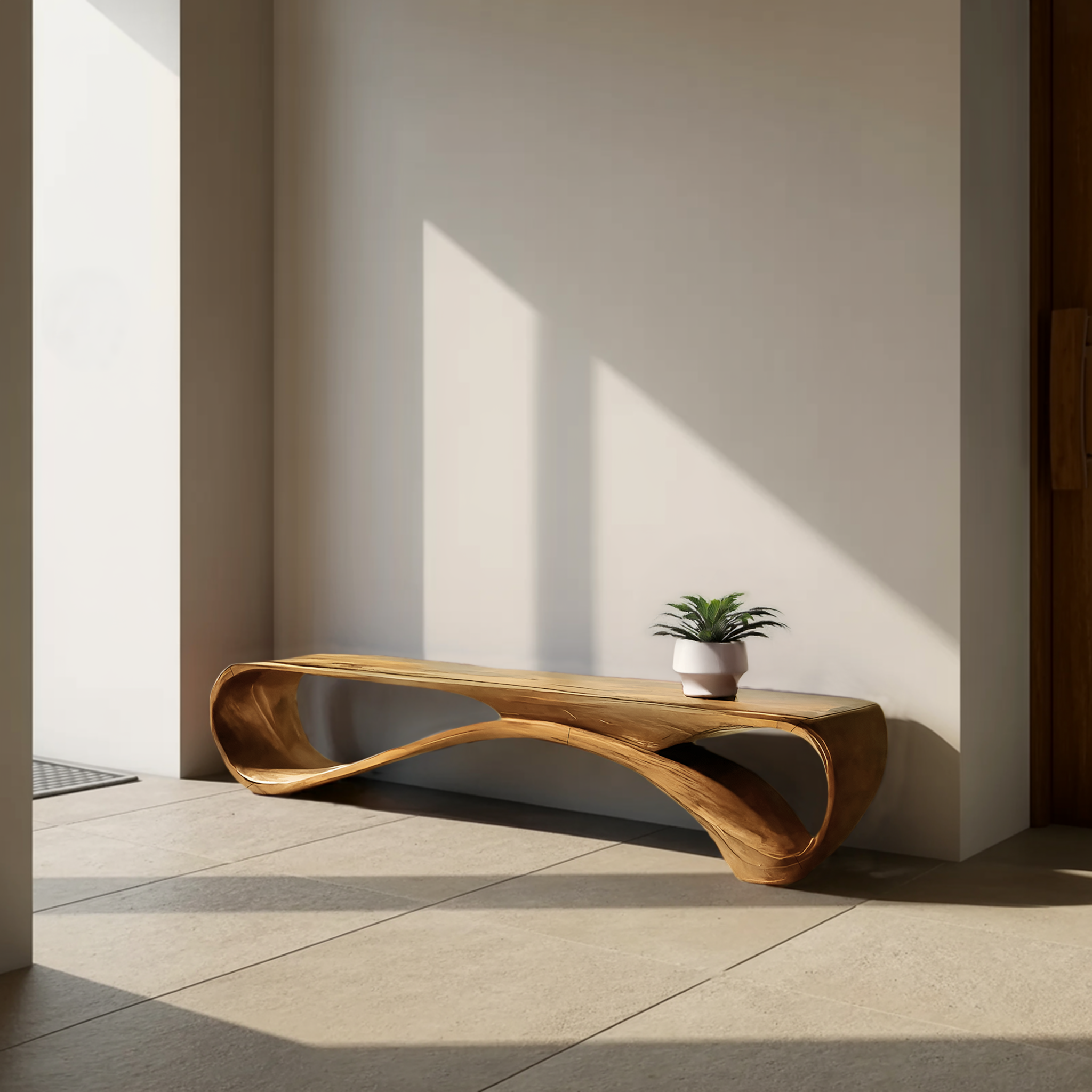 Modern Curved Bench Sculpture For Hallway Furniture