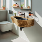 Modern Wall Mounted Wooden Bathroom Sink For Compact Bathroom Design