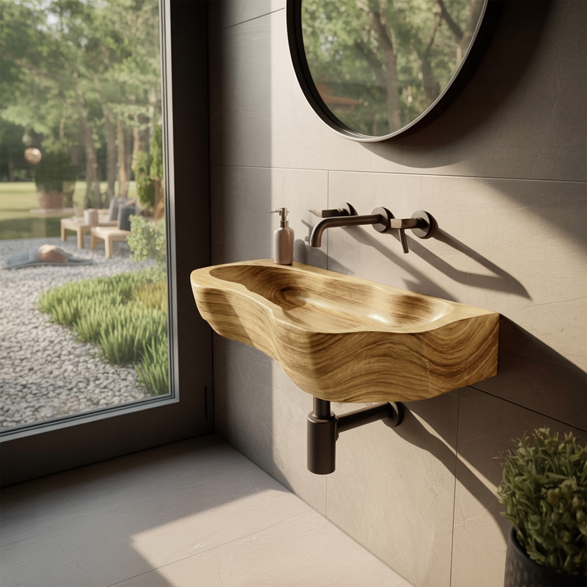 Handcrafted Solid Wood Wash Basin For Sustainable Bathroom Furniture