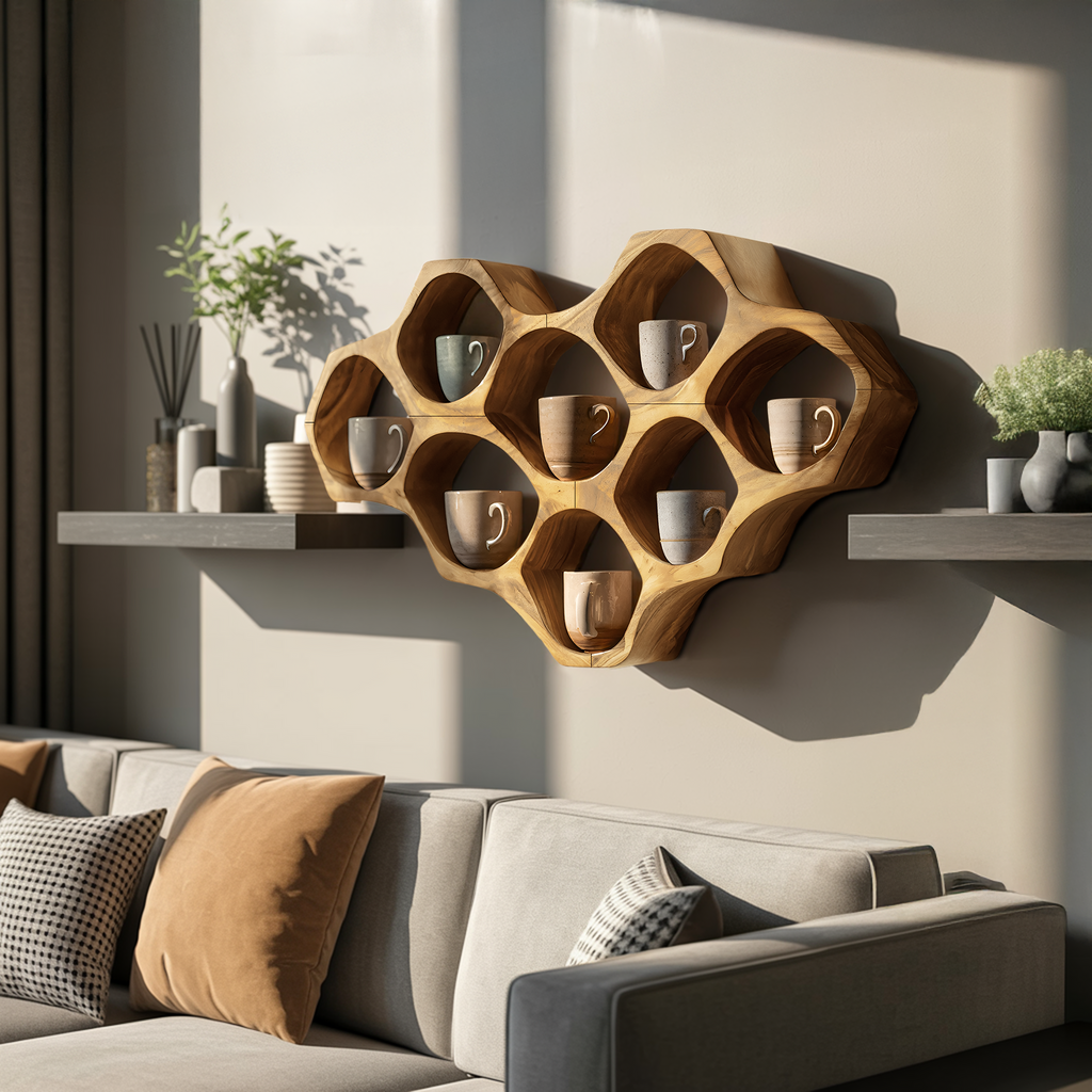 Modern Honeycomb Wood Shelf For Pantry Organization