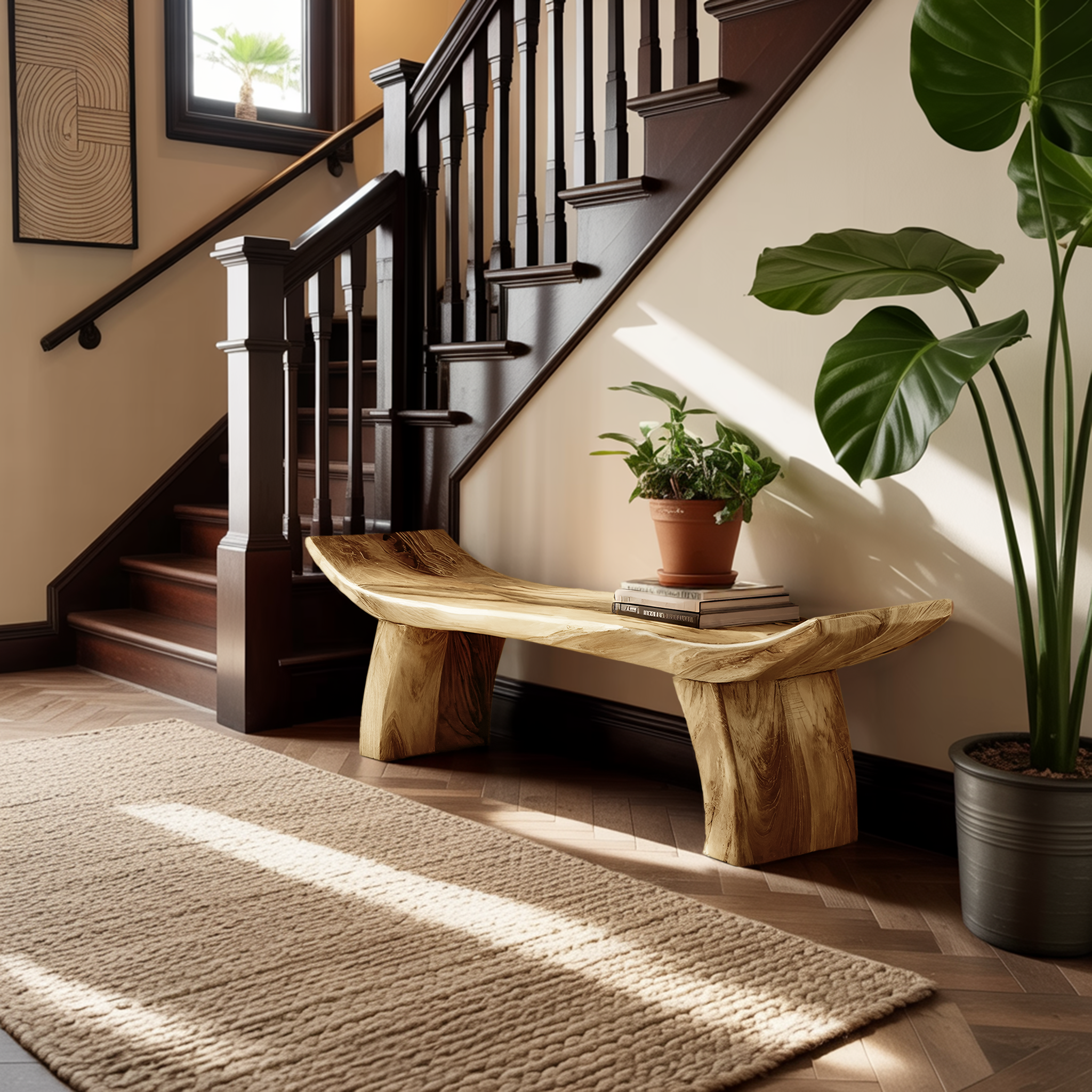 Solid Wood Entryway Bench For Foyer And Hallway Spaces