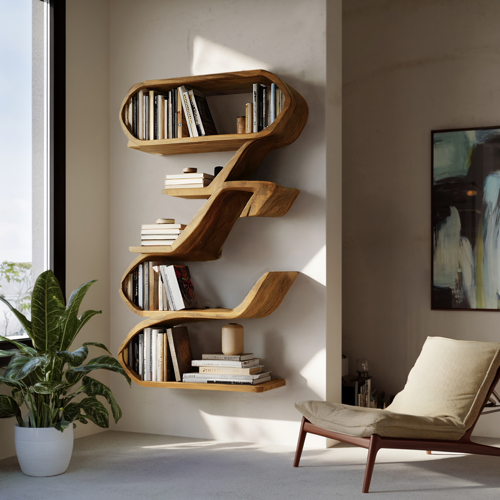 Modern Sculptural Wall Shelf For Living Room Display