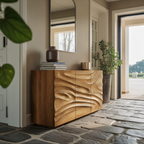 Artisan Sideboard Hand Carved Sculptural Design For Living Room