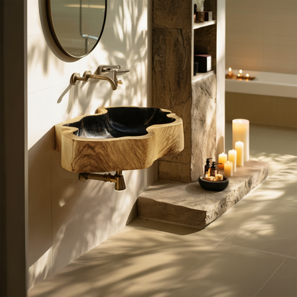 Modern Solid Wood Vanity Sink For High End Bathroom Furniture