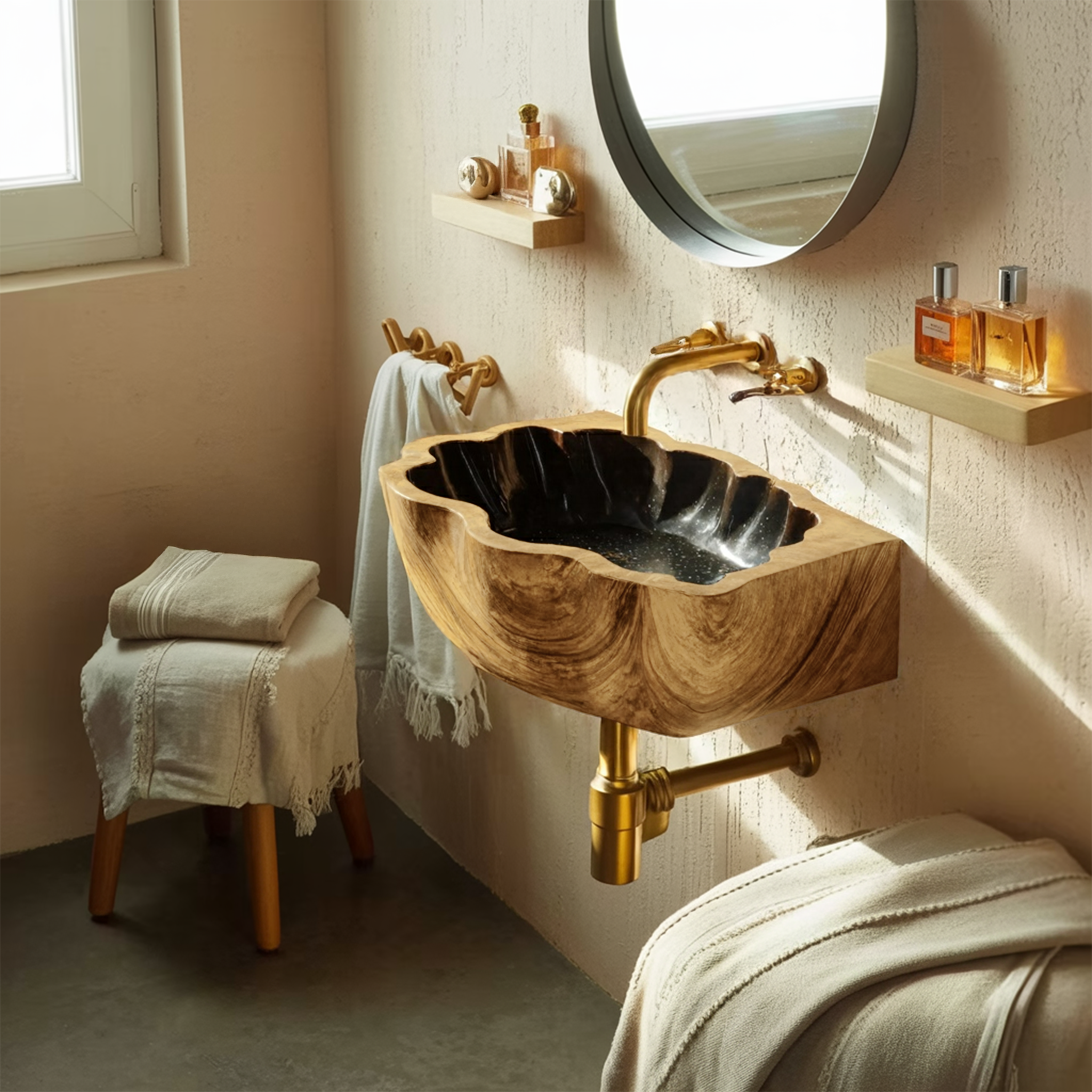 Handcrafted Solid Wood Vanity Sink For Modern Bathroom Decor