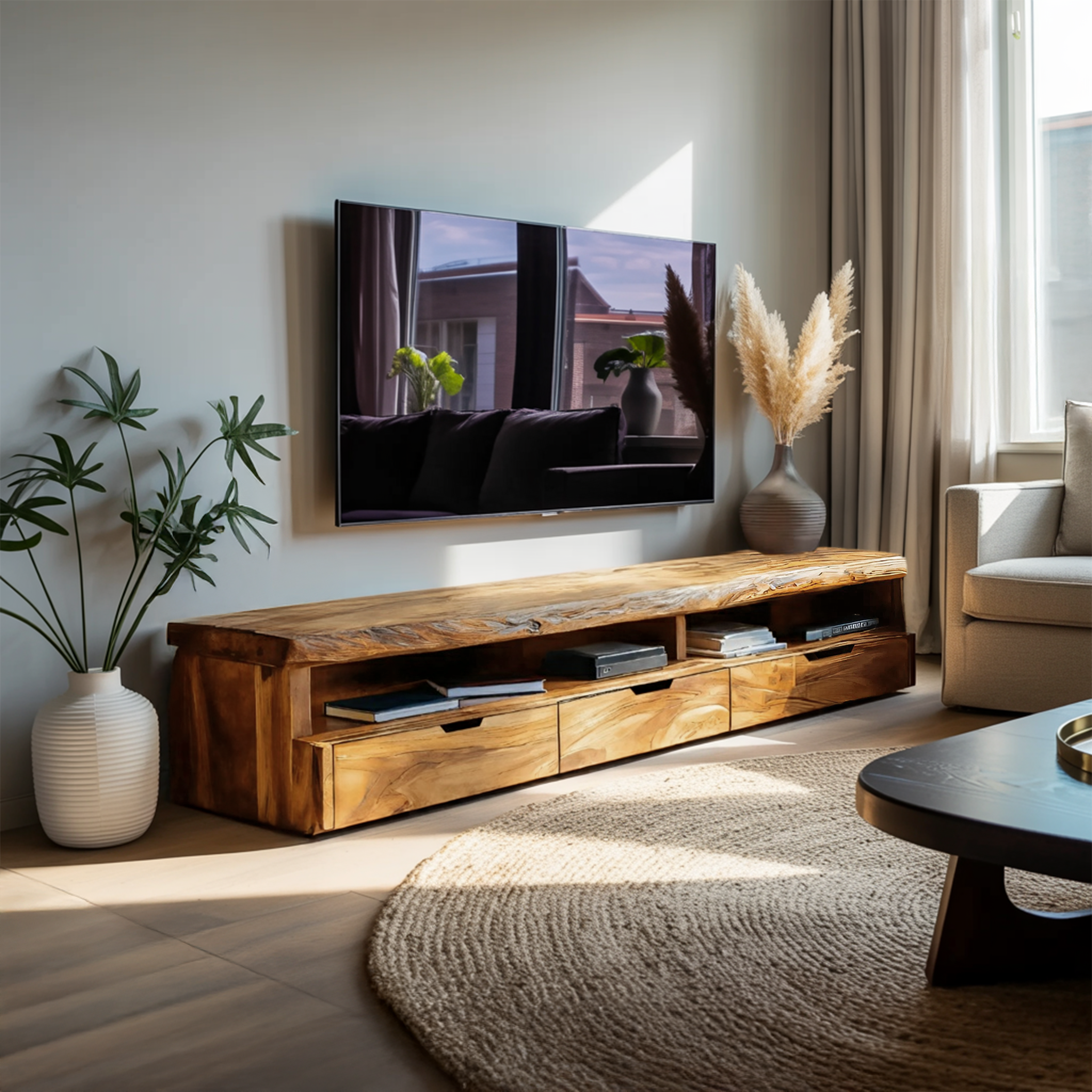 Handcrafted TV Console For Stylish Living Room Setup