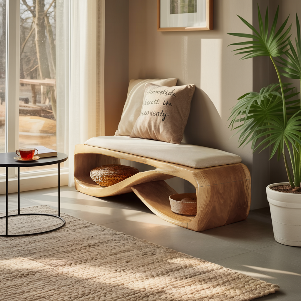 Contemporary Wooden Bench For Bedroom Furniture Decor