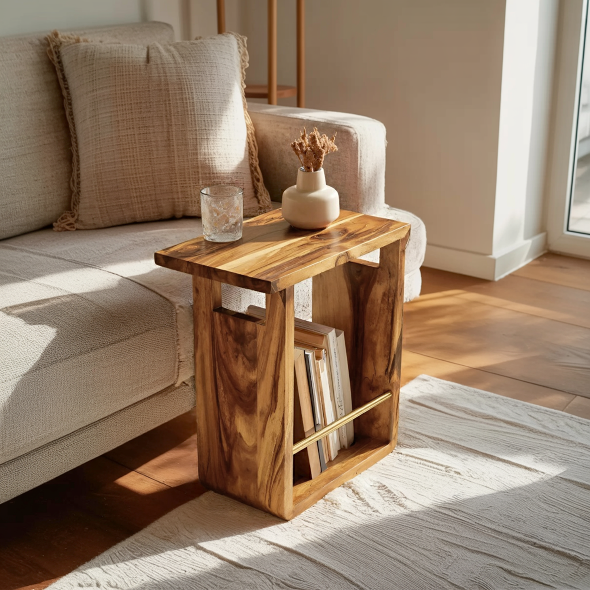 Modern Solid Wood Side Table For Living Room Setup