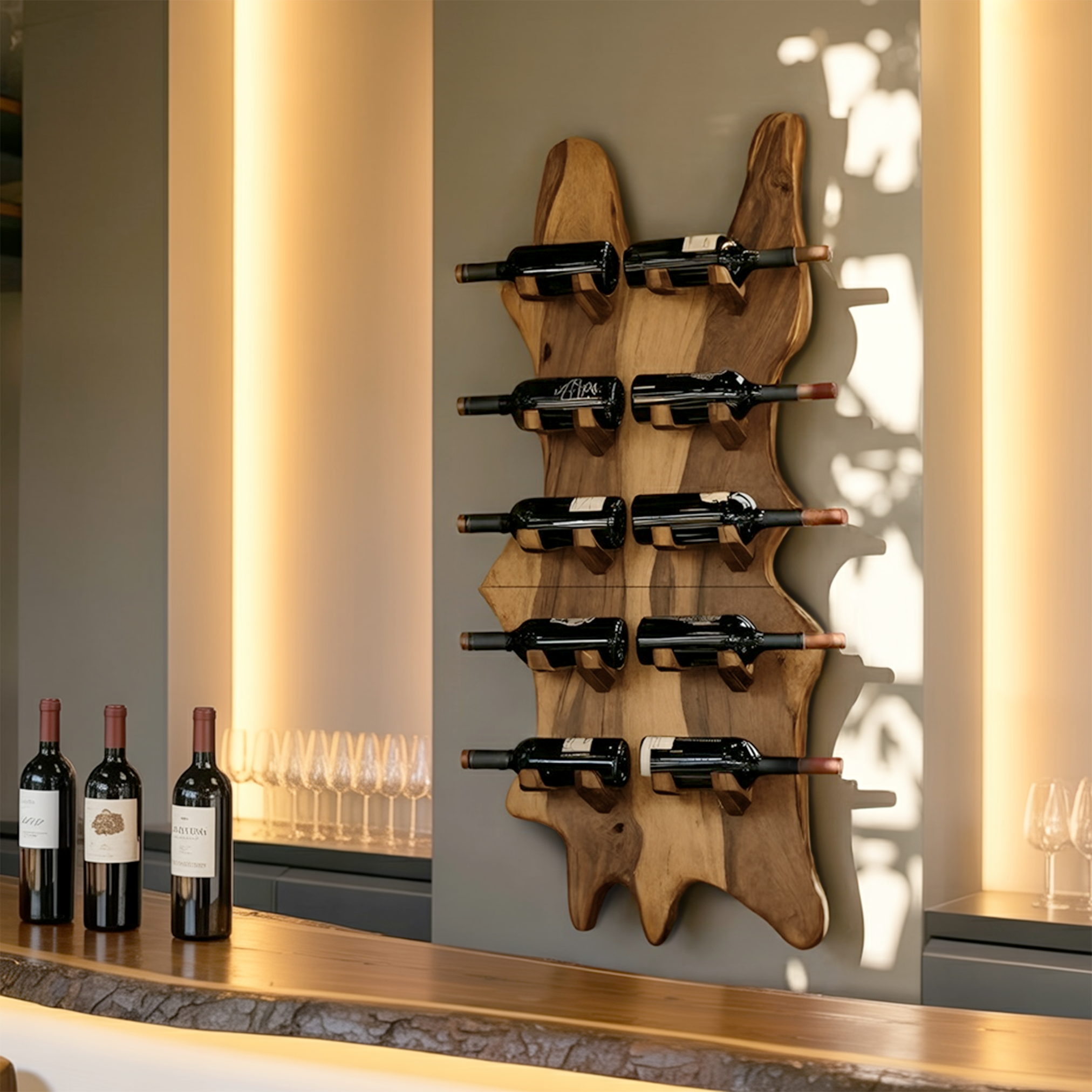 Modern Solid Wood Wine Rack For Bar Decor And Home Display