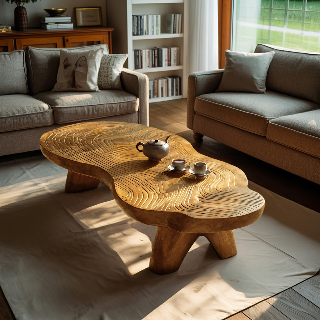 Farmhouse Wooden Live Edge Table For Living Room Decor