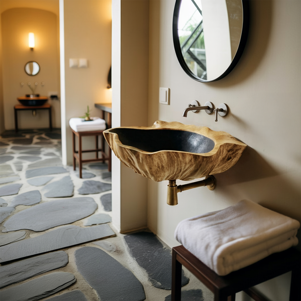 Modern Wall Mounted Wooden Bathroom Sink For Sleek Bathroom Furniture