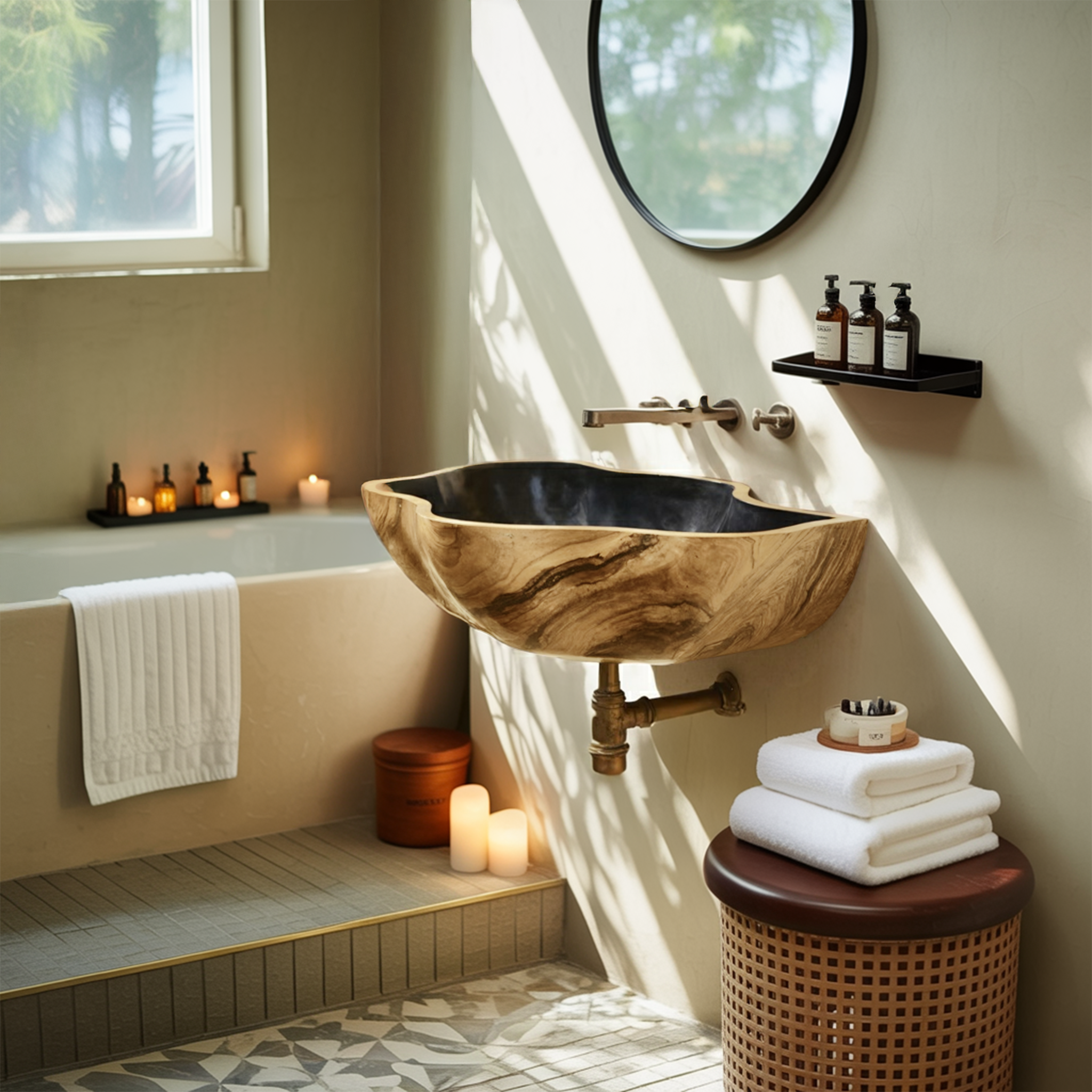 Mid Century Wooden Vanity Sink For Bathroom Decor And Furniture