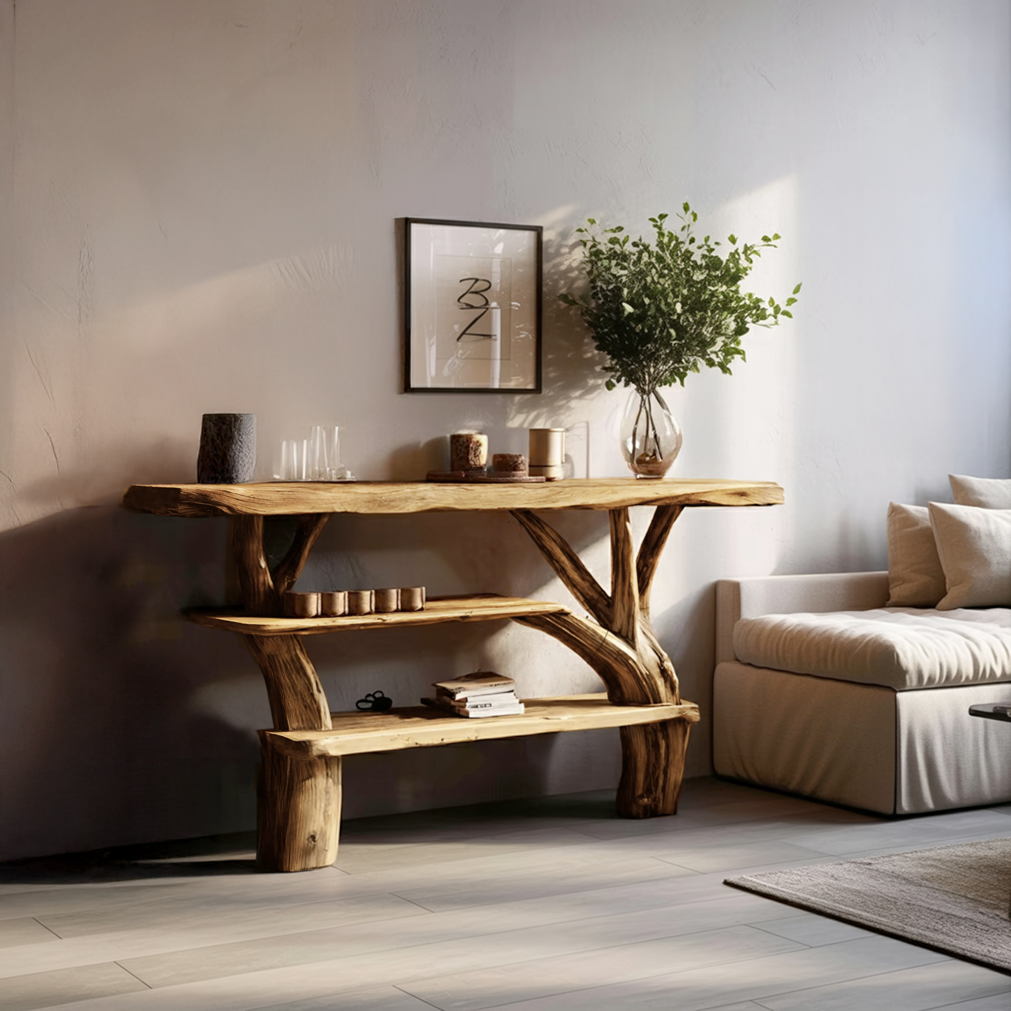Farmhouse Solid Wood Console Table For Living Room Furniture Decor
