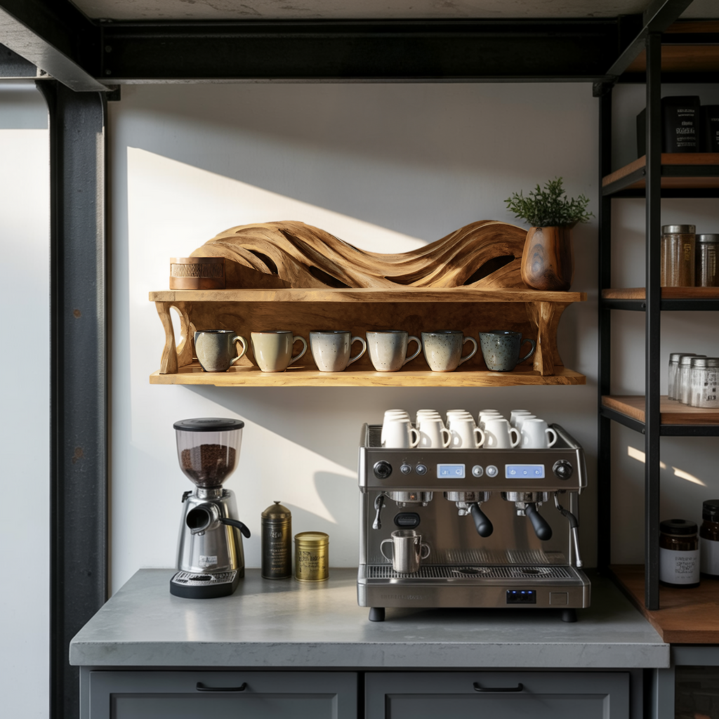 Handcrafted Kitchen Wall Shelf For Cozy Cooking Space