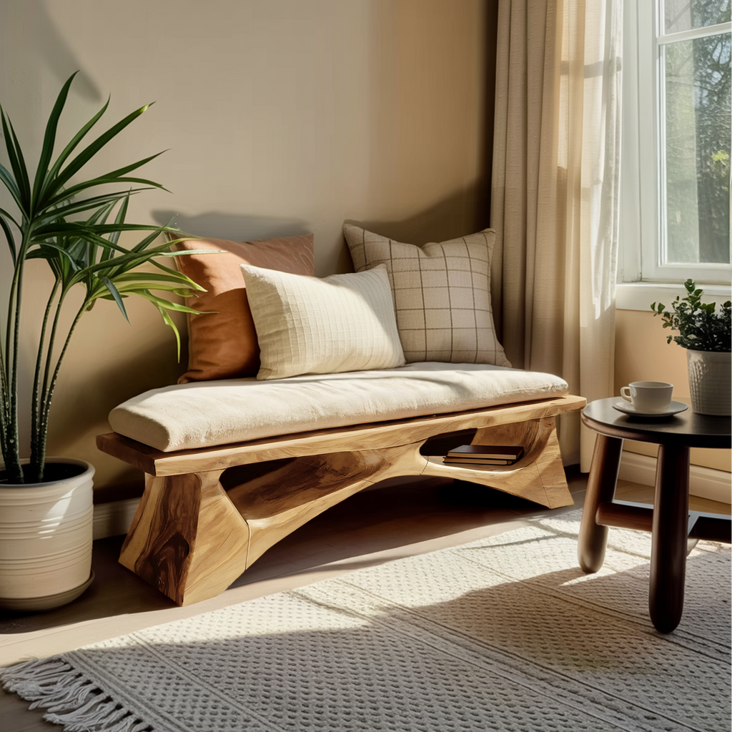 Handcrafted Solid Wood Bench For End-of-Bed Styling