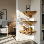 Handcrafted Wooden Mushroom Shelf For Entryway And Furniture Decor