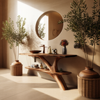Mid Century Wooden Live Edge Bathroom Vanity For Luxury Home Decor