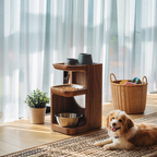 Farmhouse Wooden Dog Bowl Holder For Pet Feeding