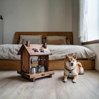 Farmhouse Style Dog Food Bowl Stand For Kitchen