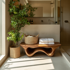 Sculptural Shower Bench With Storage Space For Luxury Bathroom