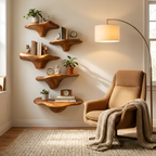 Mid Century Solid Wood Mushroom Shelf For Bedroom Wall Storage Decor