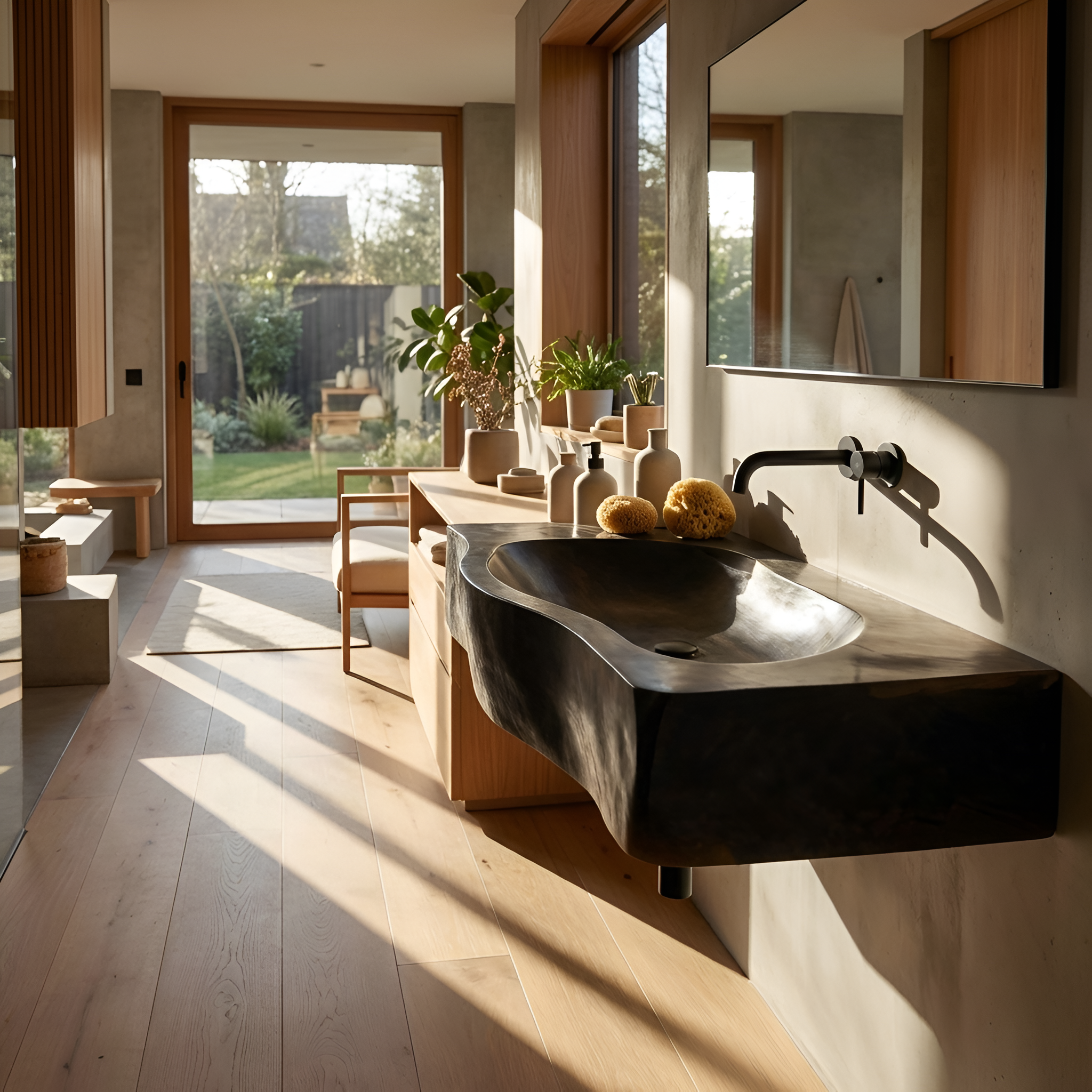 Modern Wooden Live Edge Wood Basin For Contemporary Vanity Decor