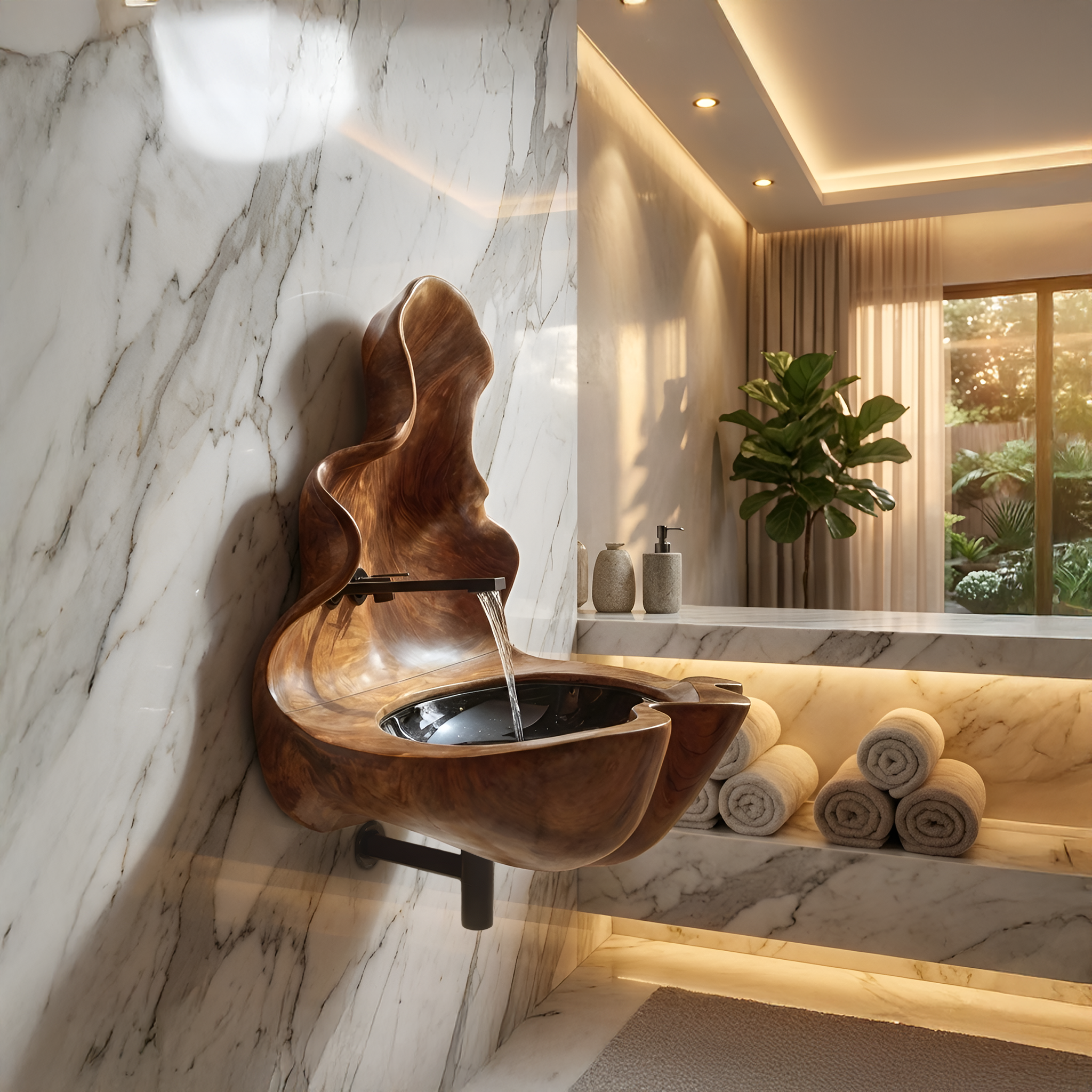 Handcrafted Wooden Live Edge Wood Basin For Artistic Furniture Decor