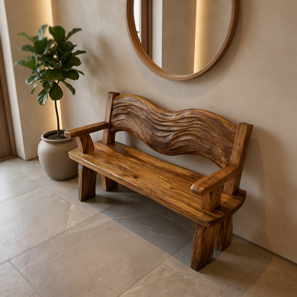 Solid Wood Entryway Bench For Minimalist Home Design