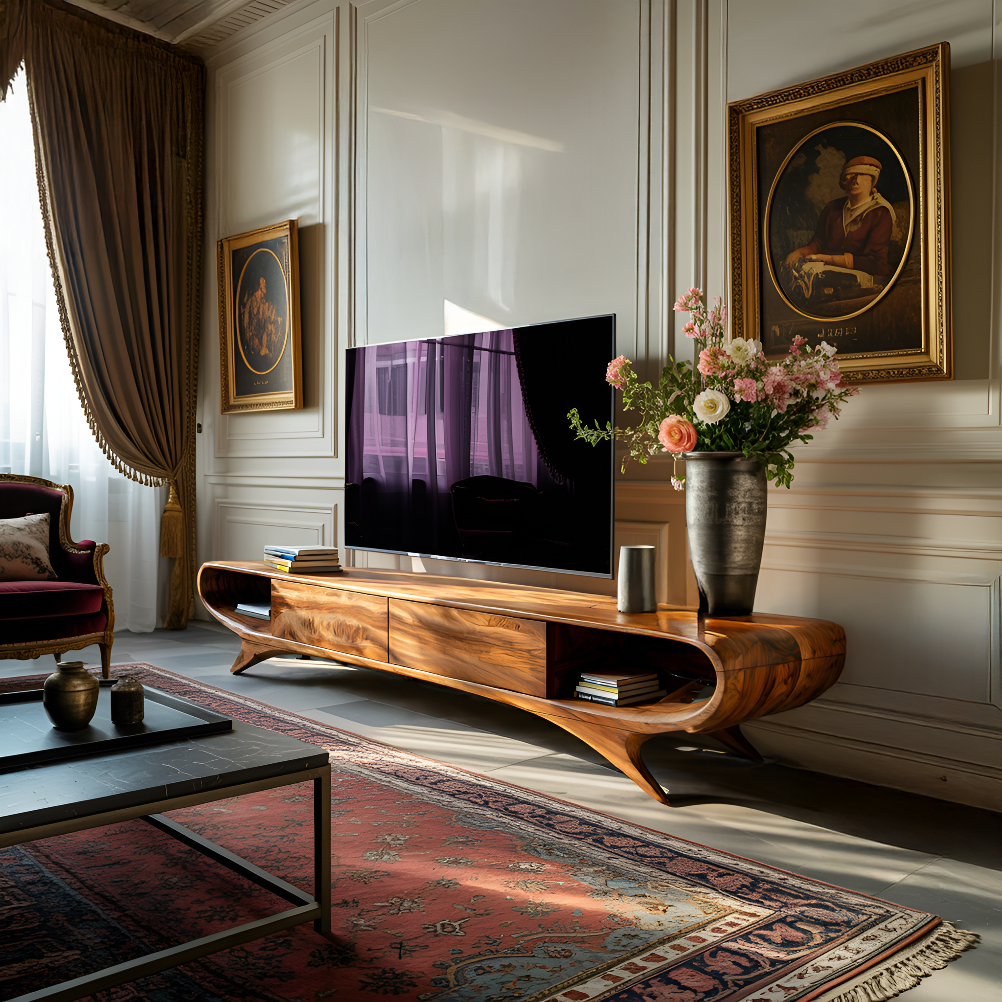 Minimalist TV Cabinet With Hidden Drawers For Living Room