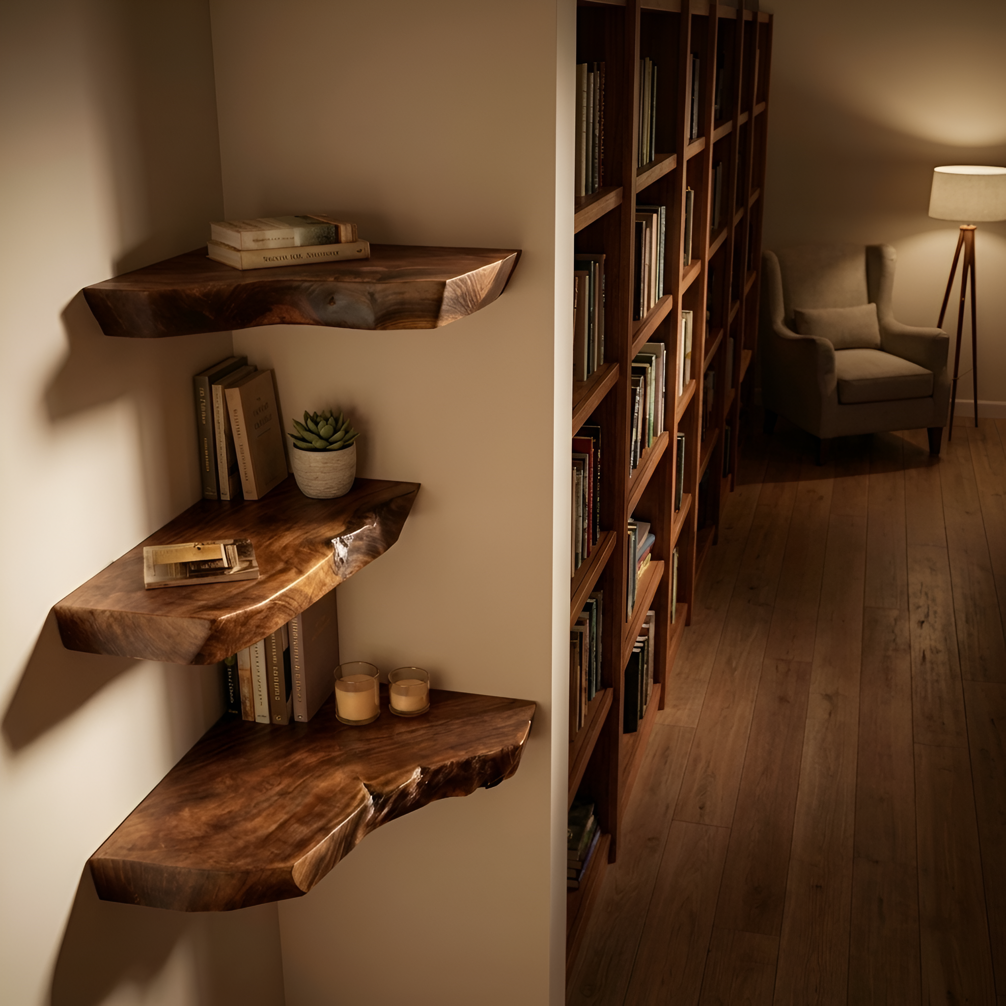 Farmhouse Solid Wood Corner Shelf For Bedroom Decor And Entryway Design