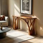 Modern Wooden Live Edge Console Table For Living Room Decoration