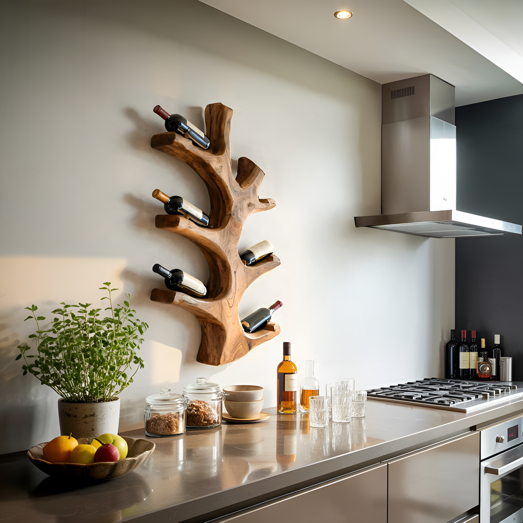 Luxury Wine Bottle Holder Wall Sculpture For Kitchen And Living Room