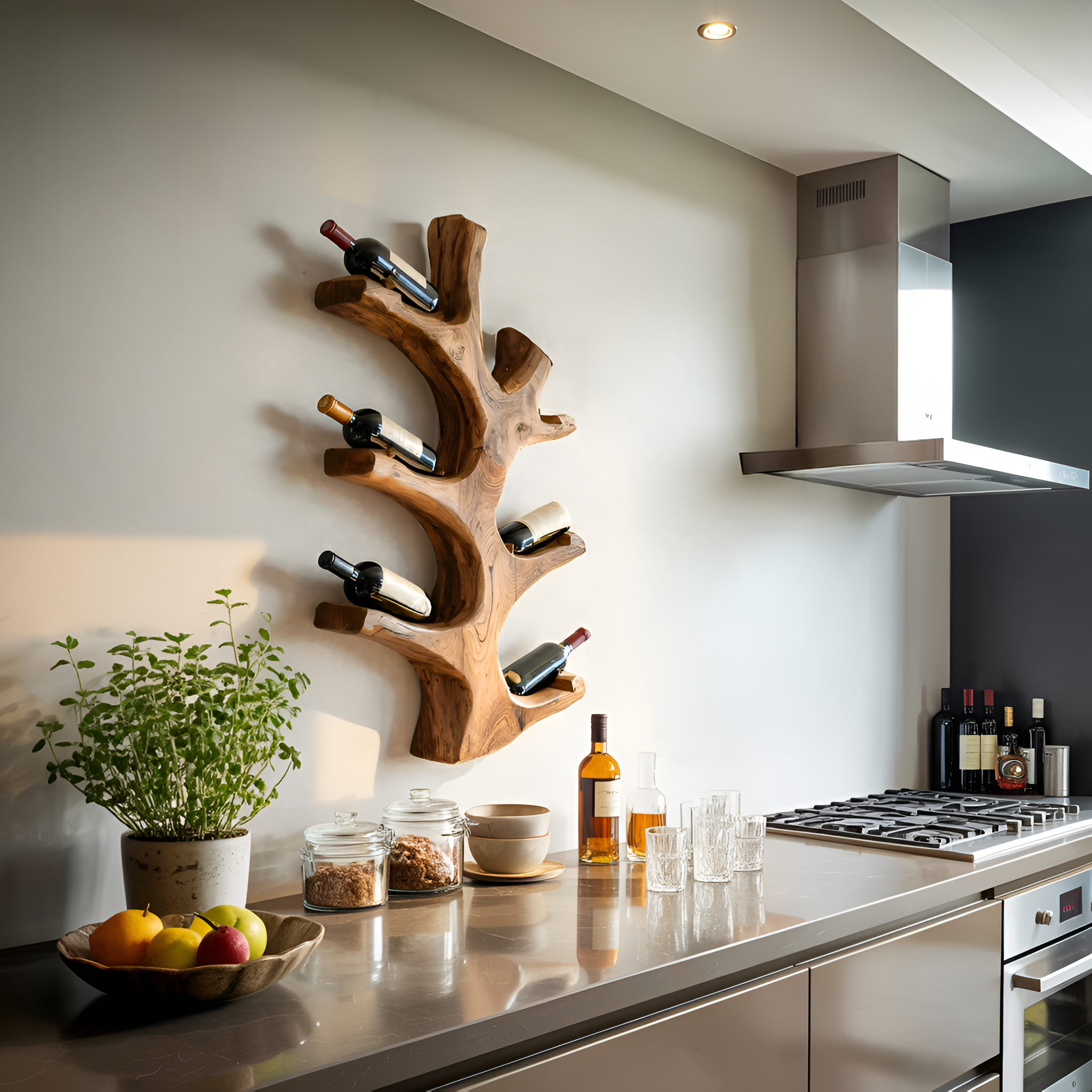 Luxury Wine Bottle Holder Wall Sculpture For Kitchen And Living Room