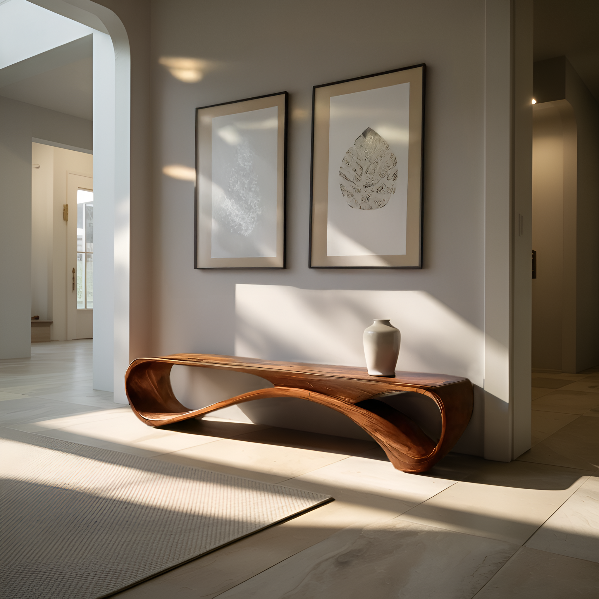 Modern Curved Bench Sculpture For Hallway Furniture
