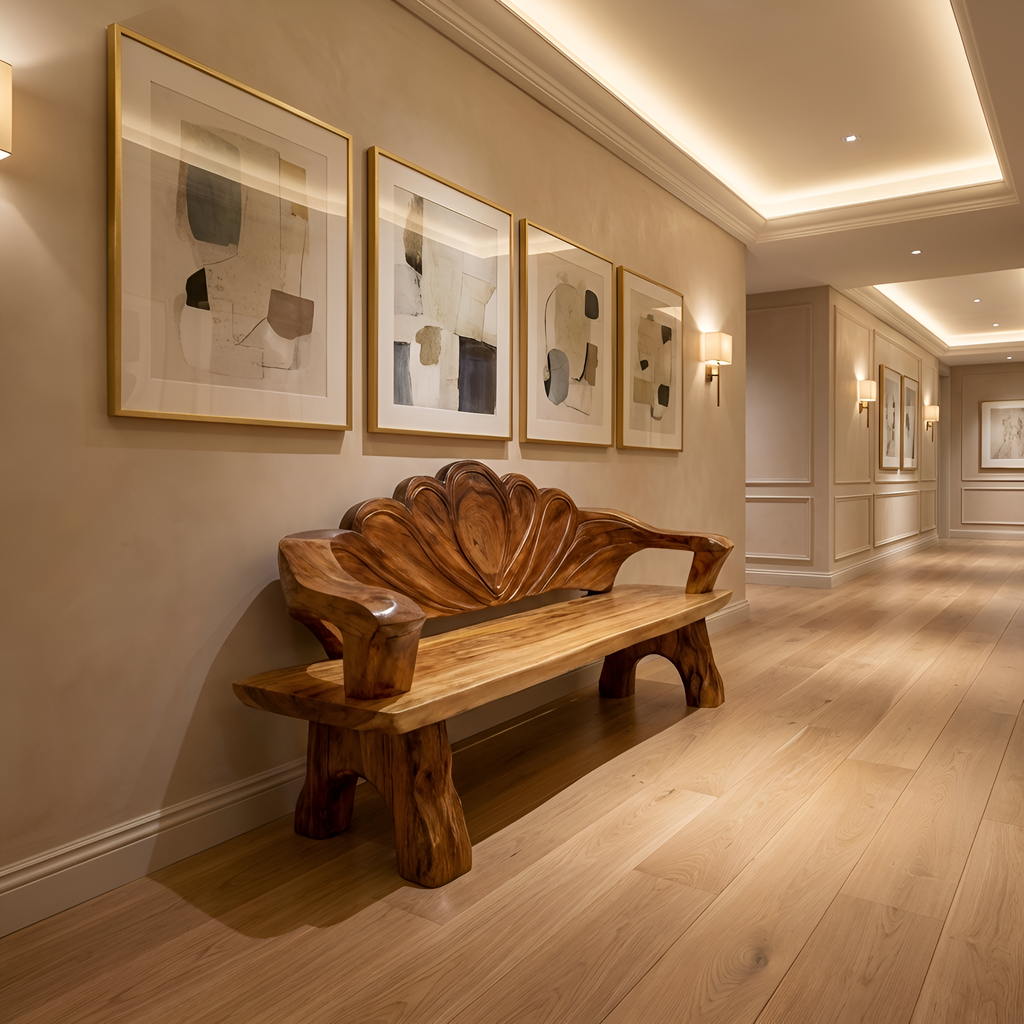 Handmade Live Edge Entryway Bench For Hallway Seating