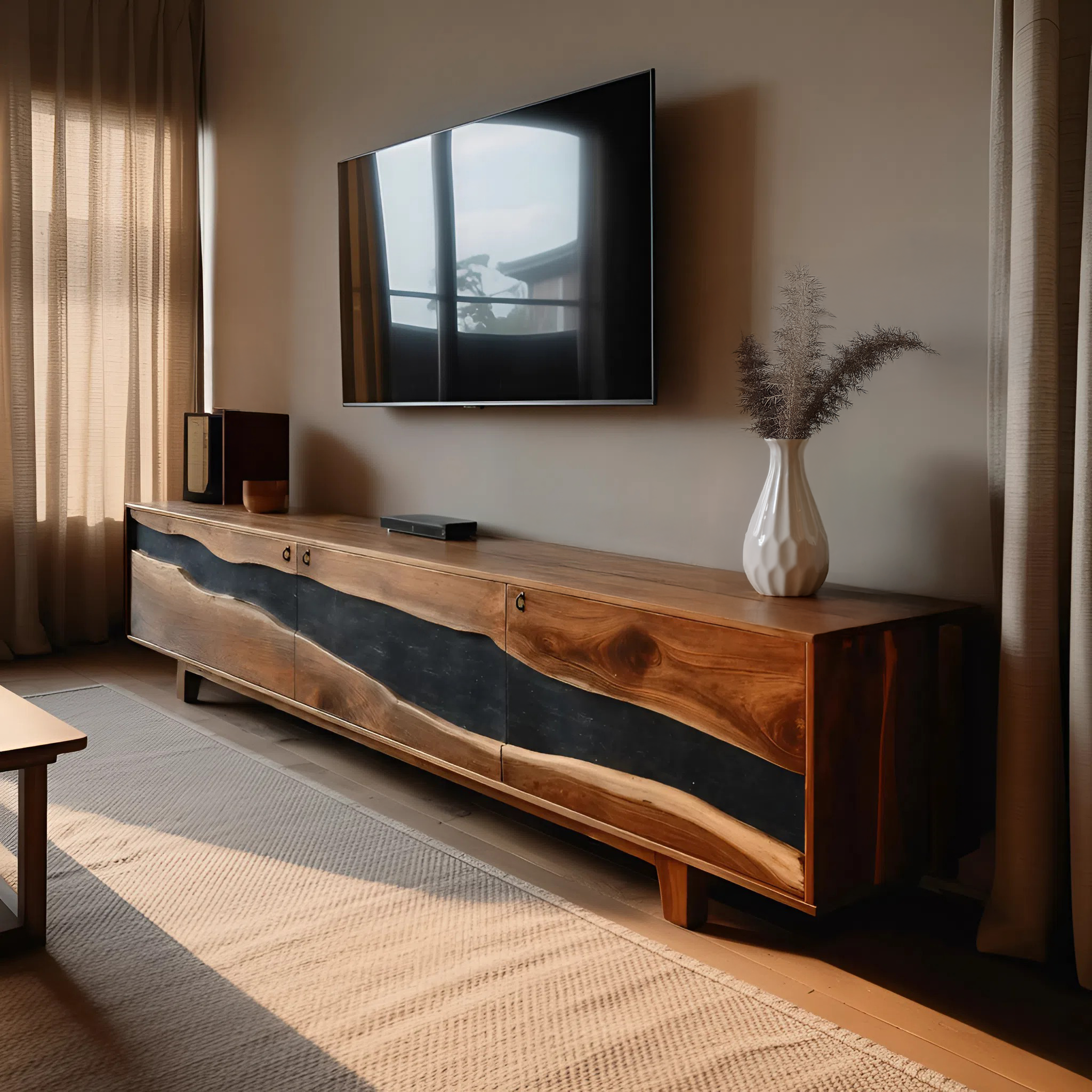 Modern Solid Wood TV Unit For Living Room Decor