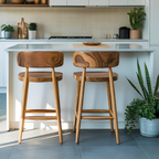 Mid Century Bar Stools With Backrest For Kitchen Or Dining Room