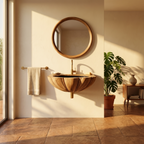 Mid Century Wall Mounted Wooden Bathroom Sink For Stylish Bathroom Decor