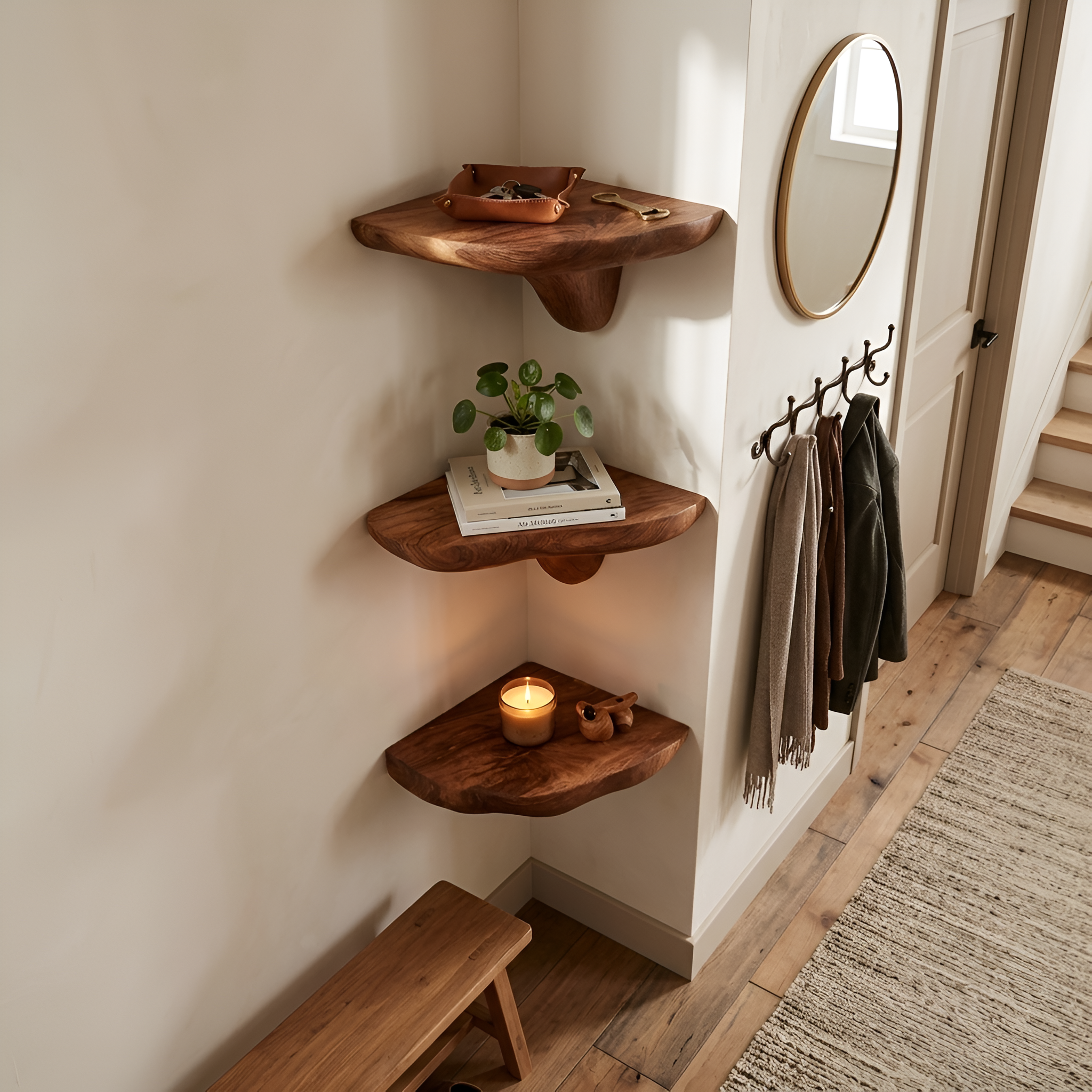 Modern Solid Wood Mushroom Shelf For Living Room Interior Design