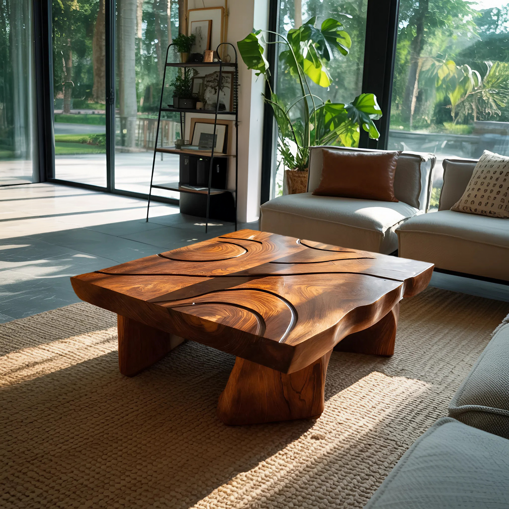 Handcrafted Solid Wood Live Edge Table For Living Room