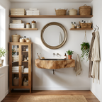 Handcrafted Wall Mounted Wooden Bathroom Sink For Bathroom Furniture Decor